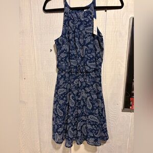 Elegant Blue Paisley Dress